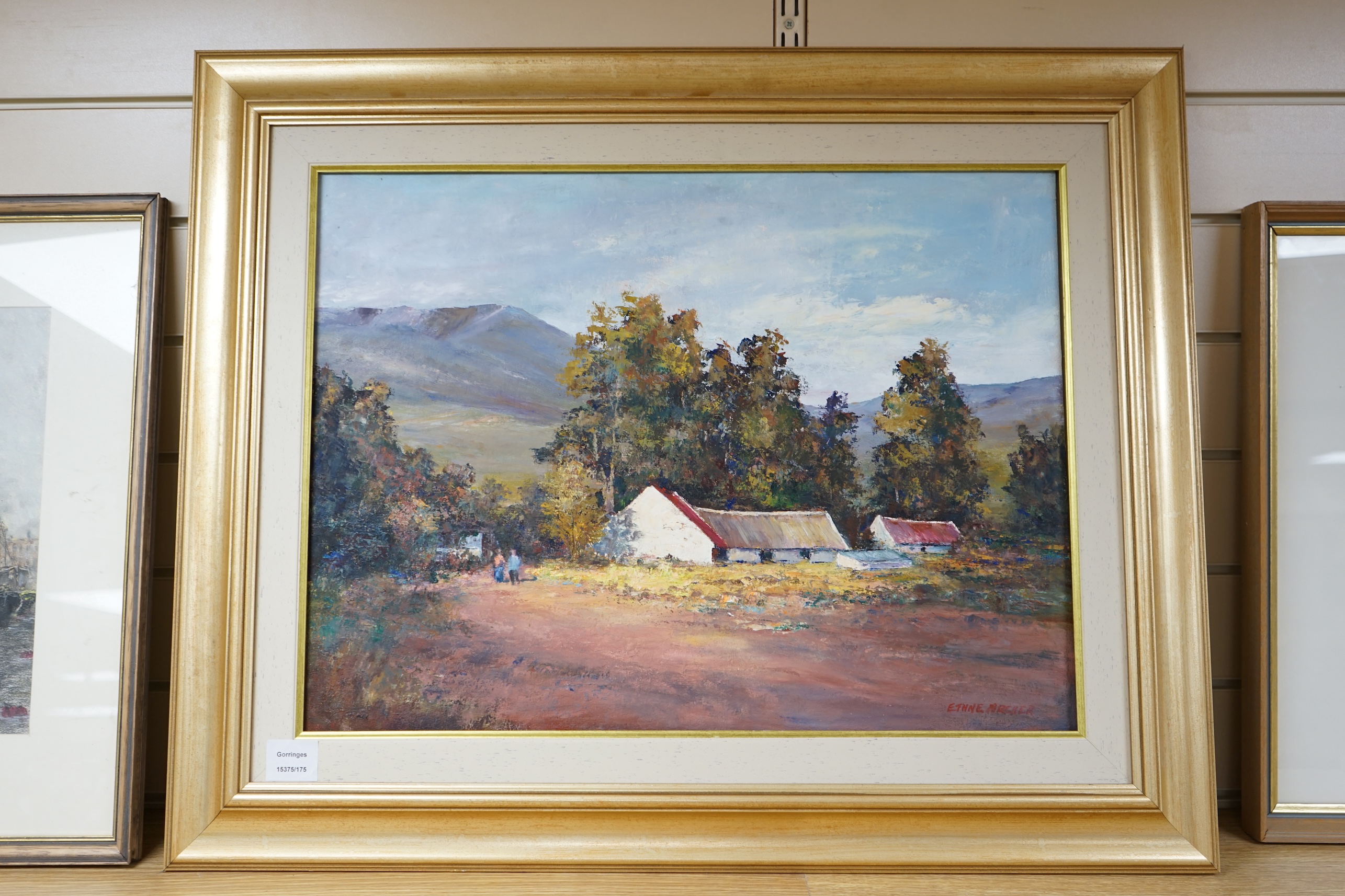 Ethne Archer, oil on board, ‘Natal Midlands, South Africa’, signed, 45 x 60cm. Condition - good